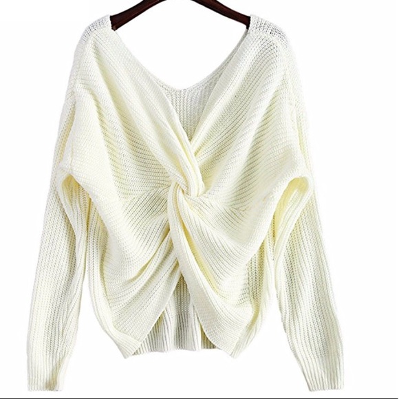 Sweaters - V neck sweater with a twisted back jumper